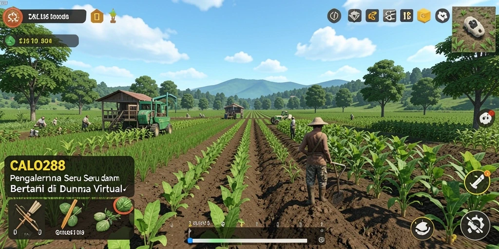 Screenshot gameplay CALO288 menampilkan aktivitas bertani yang seru.