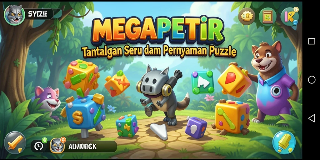 Screenshot utama MEGAPETIR menampilkan gameplay Puzzle yang menantang.