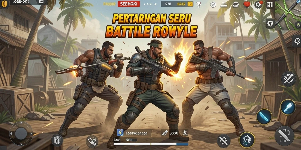Gameplay seru SEHOKI menampilkan aksi Battle Royale yang mendebarkan.