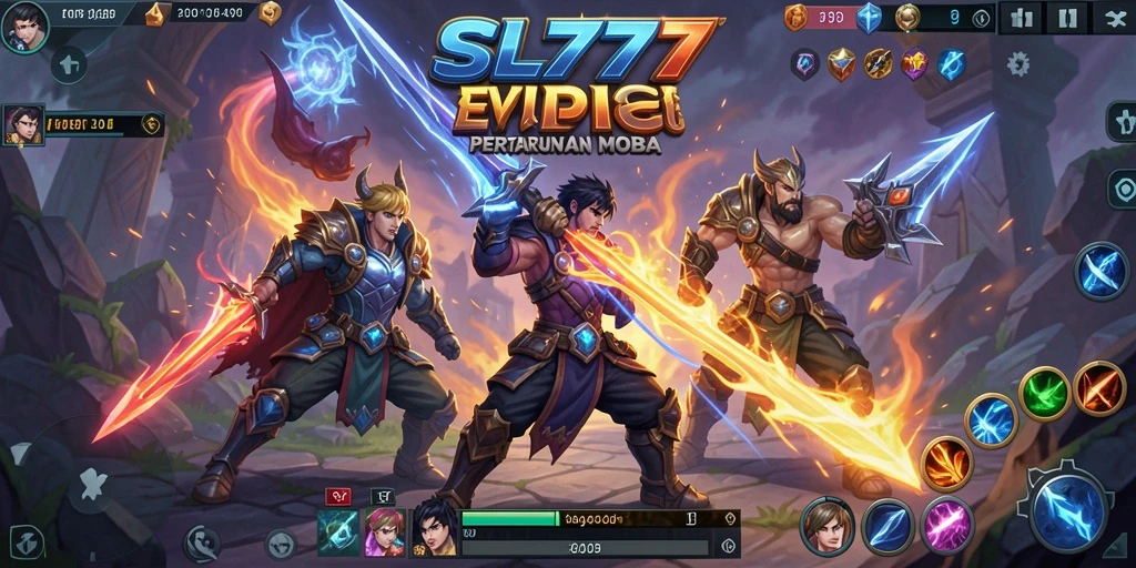 Tampilan aksi seru dalam SL777, di tengah pertempuran MOBA yang mendebarkan.