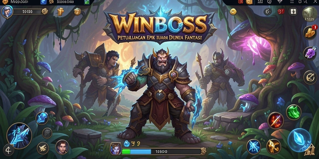 Tampilan gameplay menakjubkan dari WINBOSS dalam petualangan RPG.